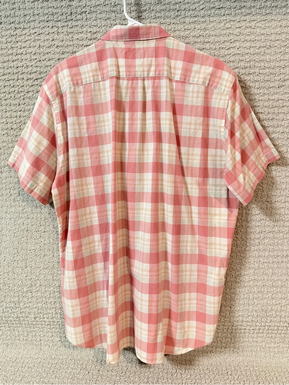 J. Crew Pink and Cream Plaid Short-Sleeve Button-Down shirt Sz XL